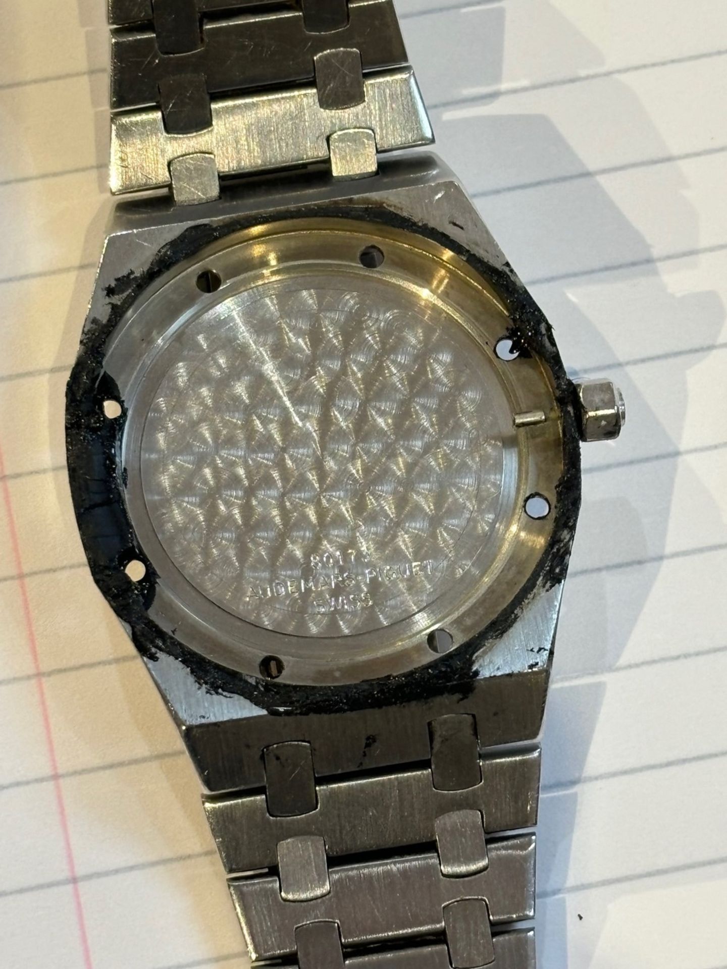 A gentleman's 1970's Audemars Piguet Royal Oak steel automatic wristwatch, with black hobnail - Bild 8 aus 15