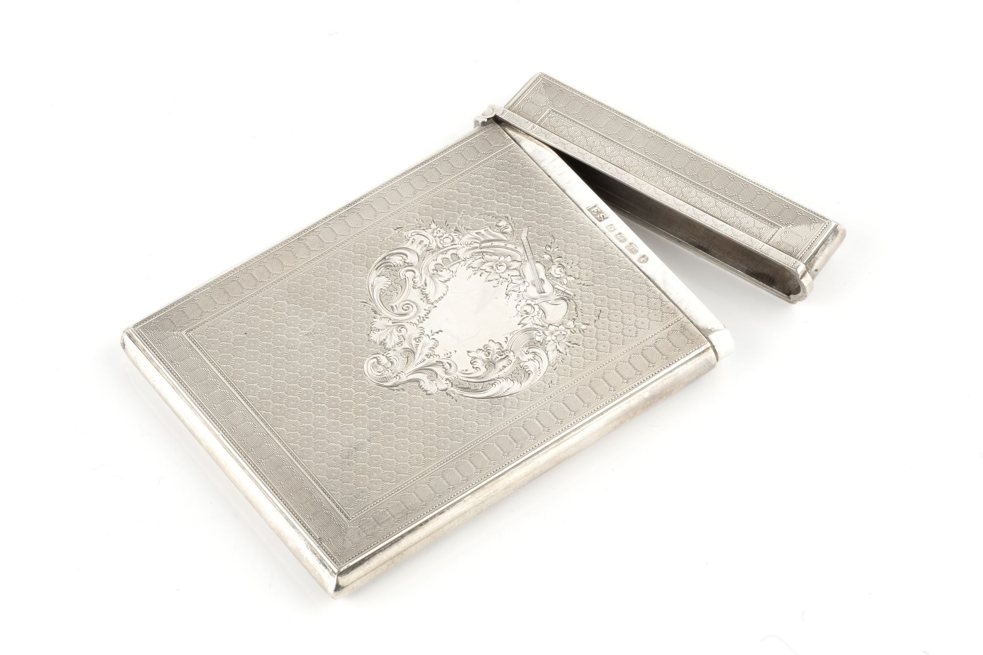 A mid Victorian silver card case, of rectangular form and with engine turned decoration to both - Bild 3 aus 3