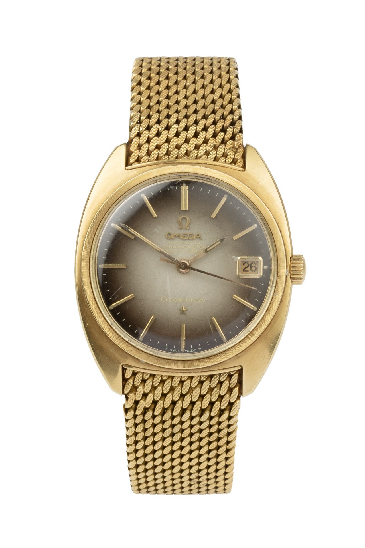 An 18ct gold gentleman's Omega Constellation automatic chronometer, circa 1966, the two-tone dial
