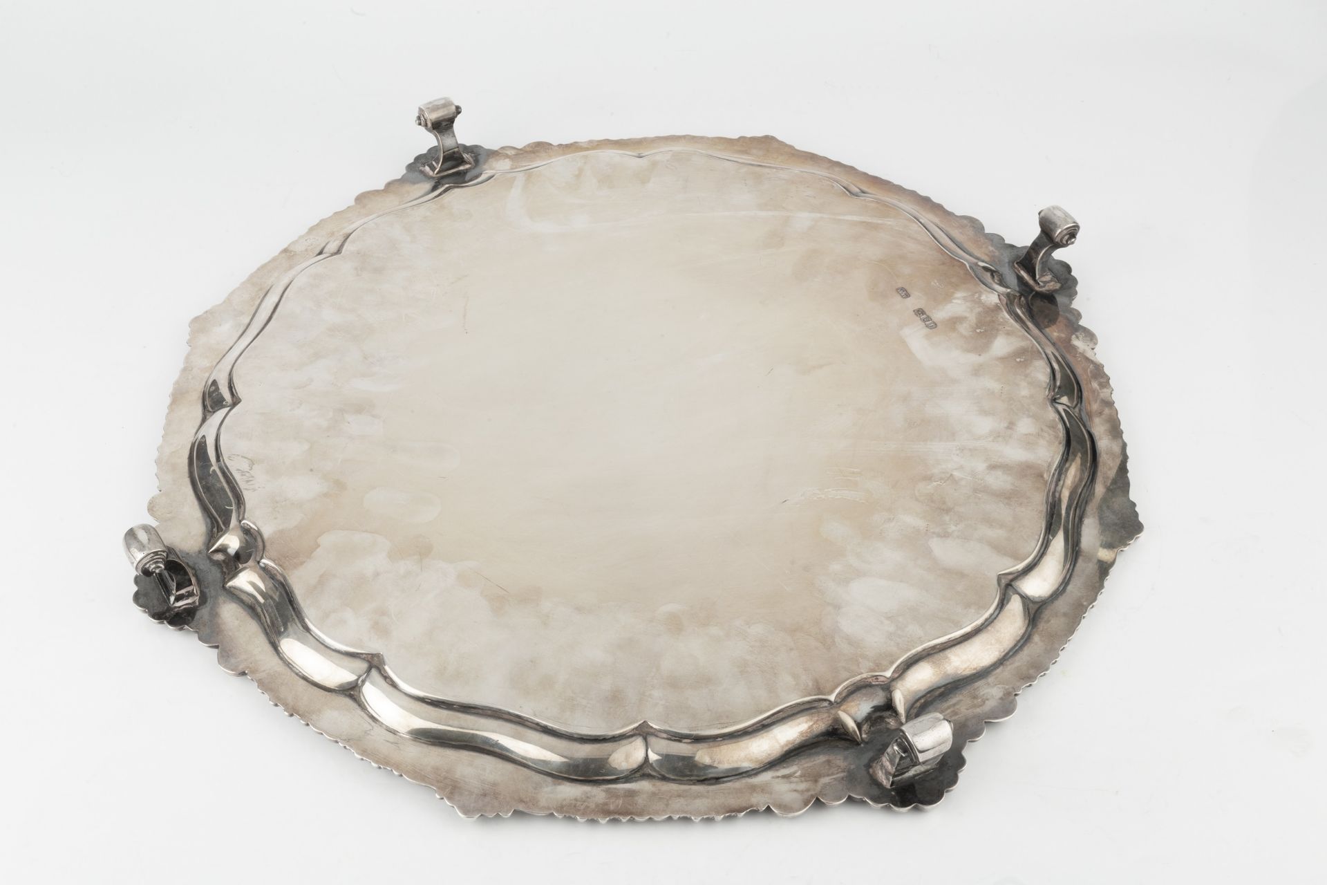 An Edwardian silver salver, the shaped and gadrooned border with foliate and scallop decoration, - Image 2 of 2