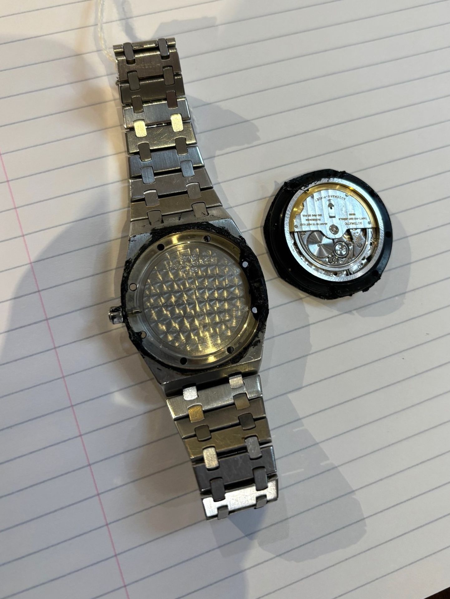 A gentleman's 1970's Audemars Piguet Royal Oak steel automatic wristwatch, with black hobnail - Bild 7 aus 15