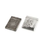 An early 20th century American silver card case, of slightly bowed rectangular form, embossed to the