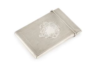 A mid Victorian silver card case, of rectangular form and with engine turned decoration to both