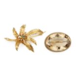 A 9ct gold and gem set brooch, in the form of an insect upon a leaf, the insect with seed pearl