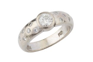 A diamond solitaire ring, the brilliant cut stone approx 0.4ct collet set to an 18ct white gold
