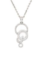 An 18ct white gold and diamond 'Happy Bubbles' pendant by Chopard, formed of conjoined diamond edged