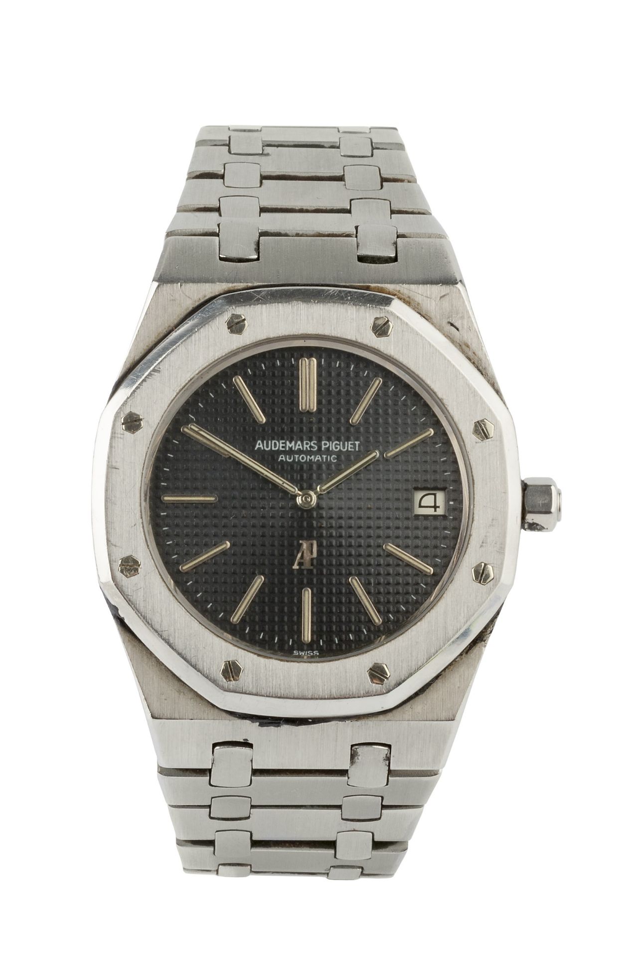 A gentleman's 1970's Audemars Piguet Royal Oak steel automatic wristwatch, with black hobnail