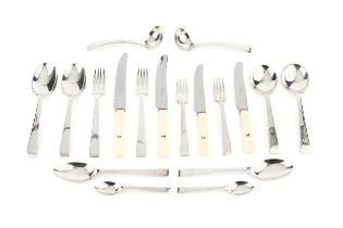 A service of George VI silver flatware, of plain tapered design, comprising 6 table spoons, 12 table