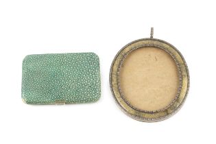 A George V silver and shagreen inset oval photograph or miniature frame, by Padgett & Braham Ltd,