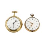 A gilt metal pair cased pocket watch, the white enamel Roman dial with Arabic five minutes, beetle