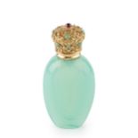A 19th century French gold mounted opaline glass scent bottle, the turquoise glass body of ovoid