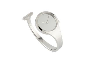 A lady's steel bangle wristwatch by Georg Jensen, no. 336, numbered 004210, 2.8cm wide