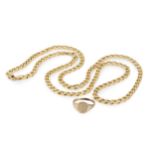 A 9k gold neck chain, of angular flattened curb link design, 75cm long, and a 9ct gold signet