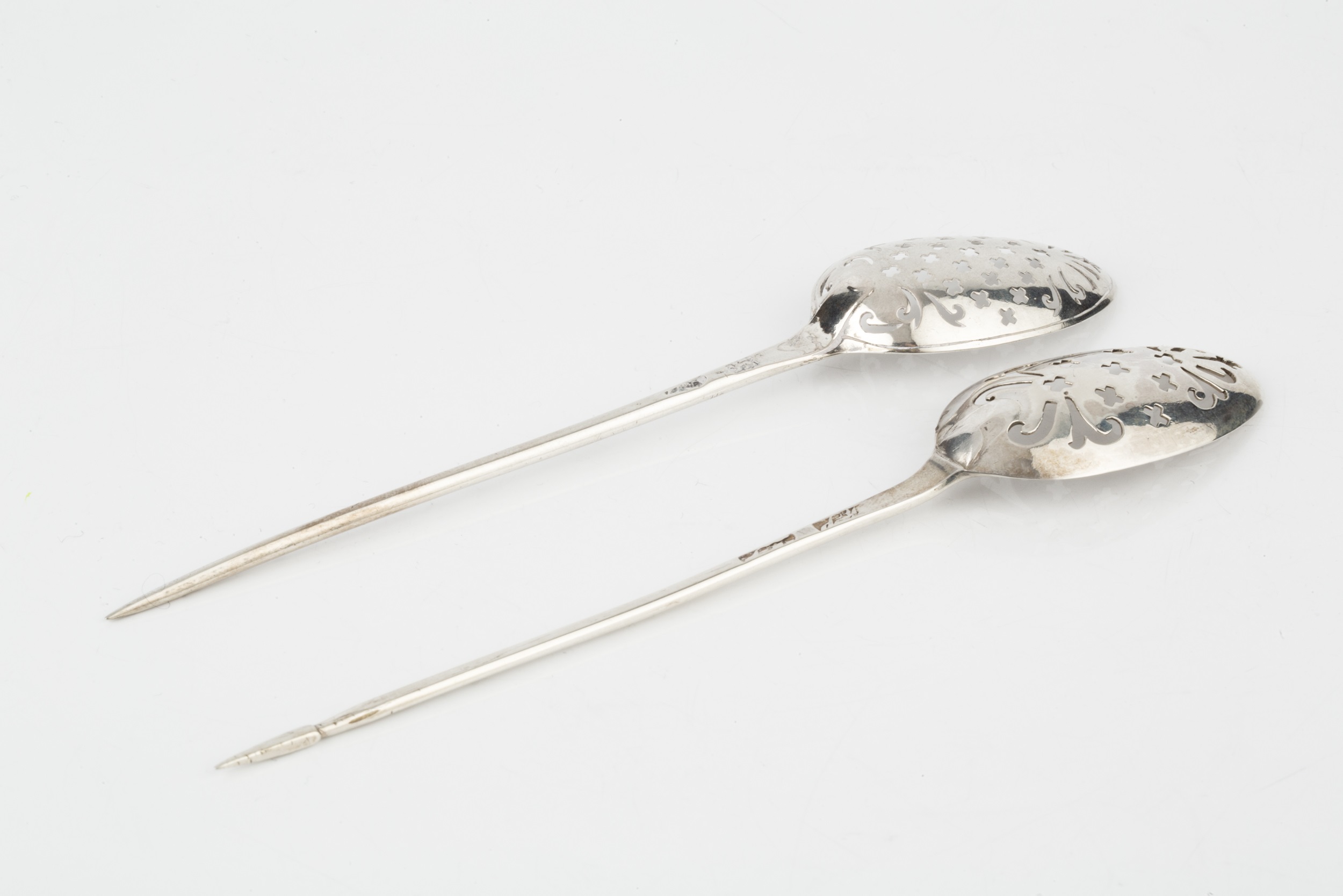 A mid 18th century silver mote spoon, with pierced bowl by Robert Perth, London circa 1750, 13.5cm - Image 2 of 2