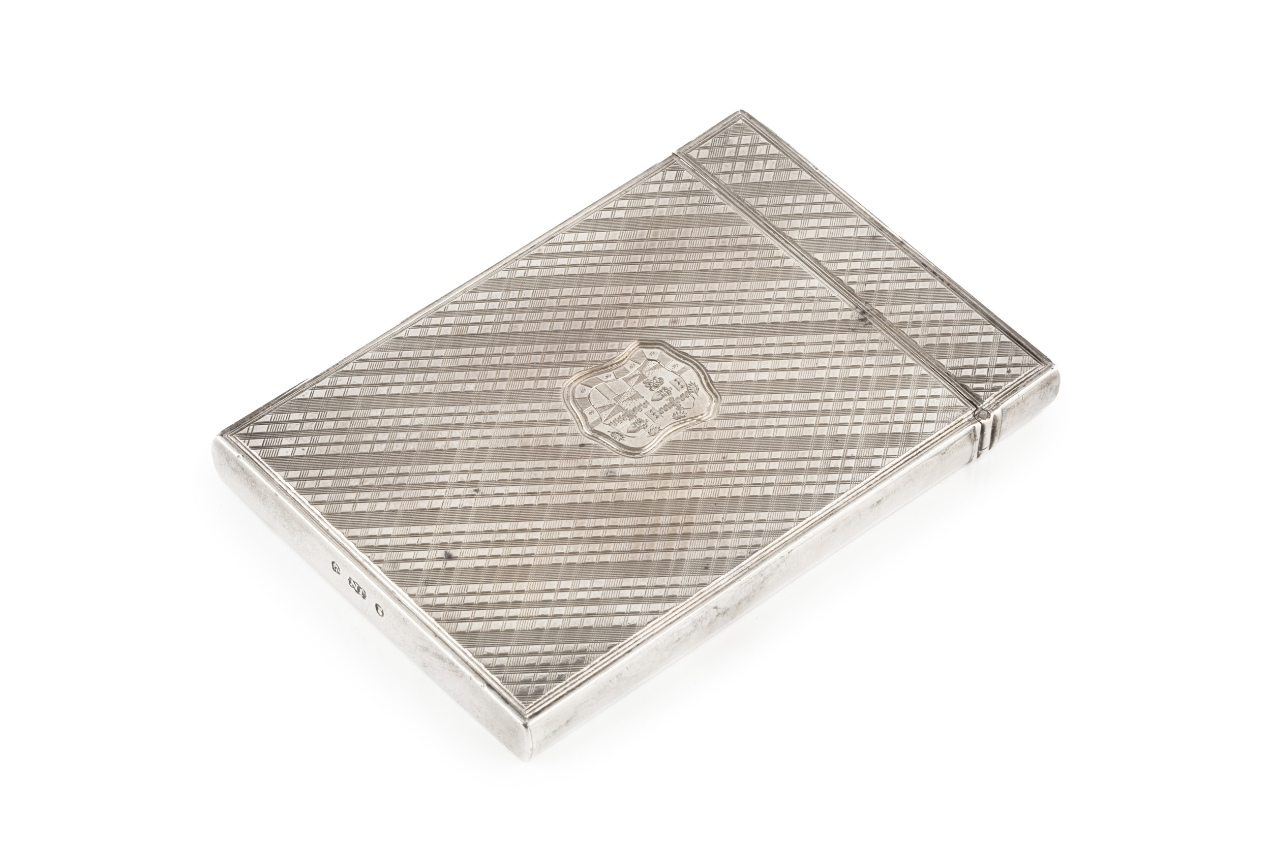 A William IV Scottish silver card case, of rectangular form, engraved with a tartan design, the - Image 2 of 3