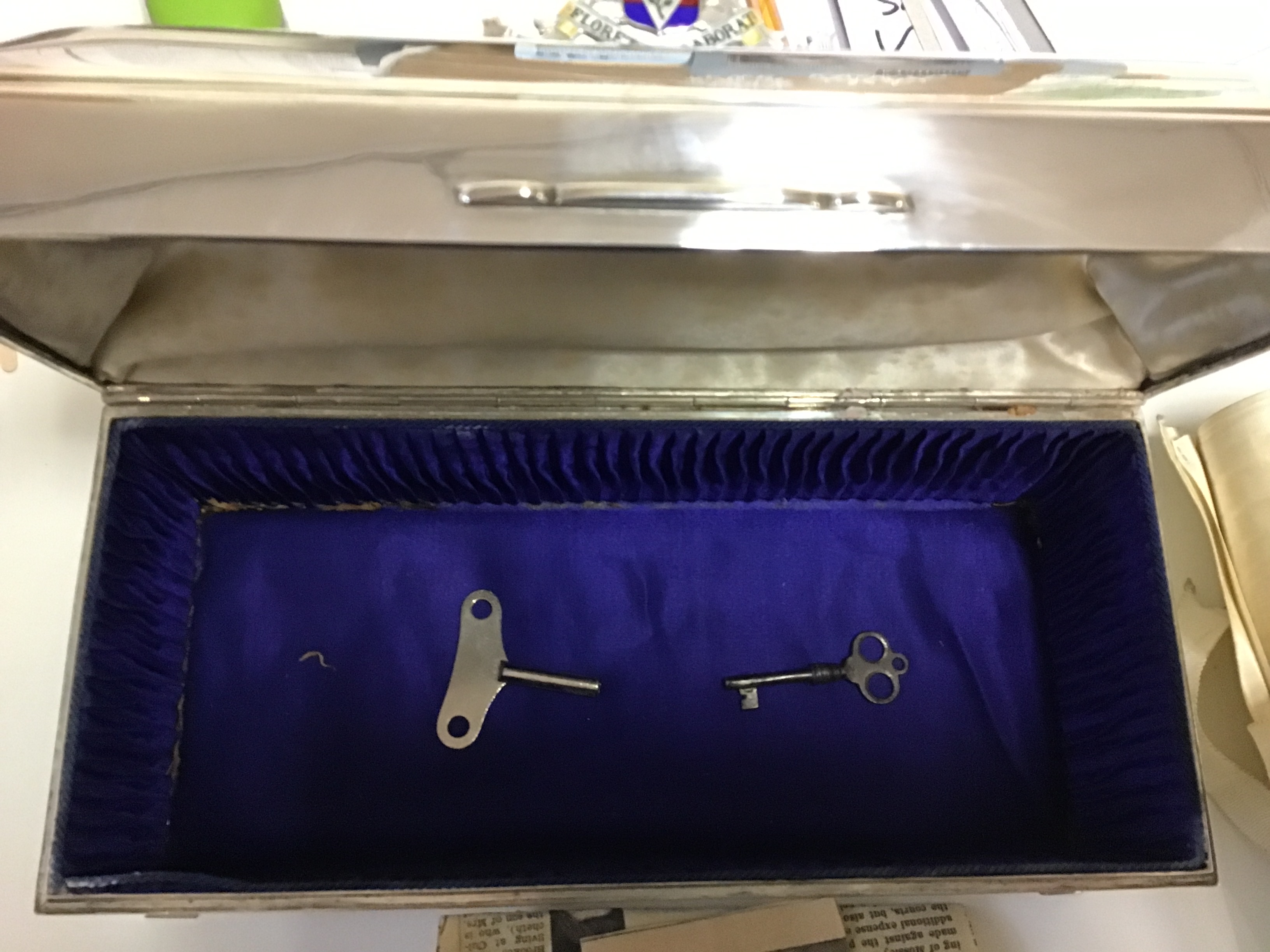 A George VI silver freedom casket, of rectangular form, with domed hinged top having enamel inset - Image 7 of 8