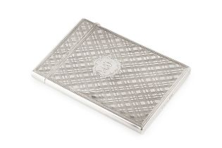 A Victorian Scottish silver card case, of rectangular form, engraved with a tartan design to both