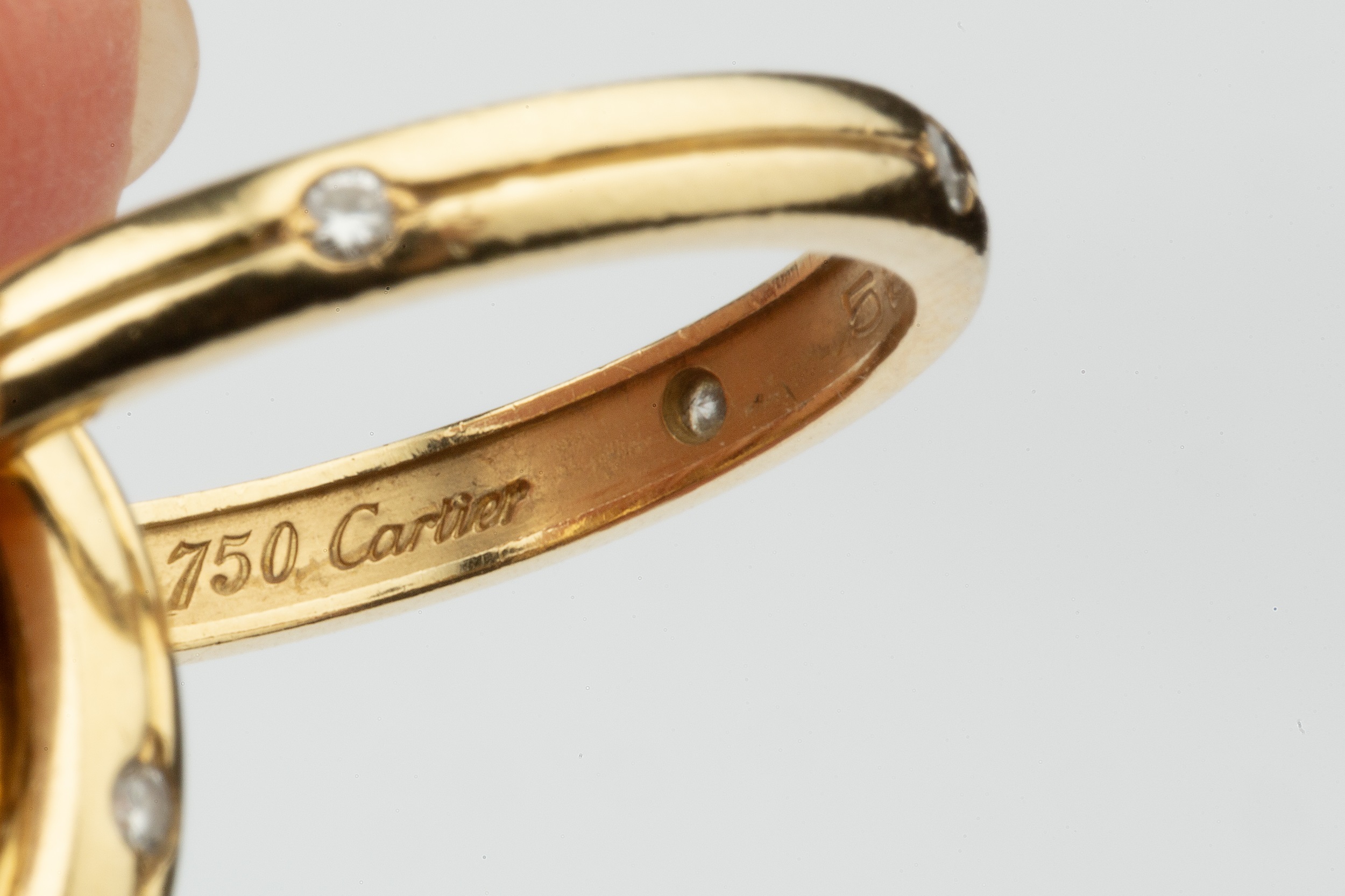 An 18ct gold and diamond 'Russian' wedding ring by Cartier, the three entwined bands each set with - Image 3 of 5