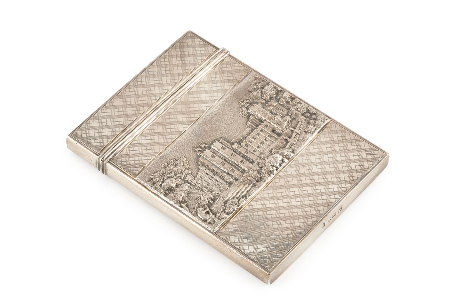 An early Victorian silver castle top card case, depicting a view of Windsor Castle to one side and - Bild 3 aus 13