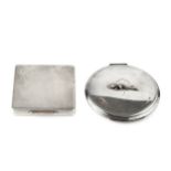 A Danish silver powder compact by Georg Jensen, of circular form, the hinged cover with applied