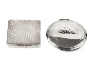 A Danish silver powder compact by Georg Jensen, of circular form, the hinged cover with applied