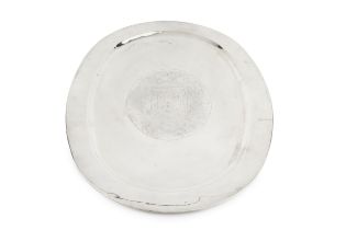 A Mexican silver oval platter, with engraved oval armorial to the centre, stamped 'MEXICO AVA