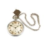 A World War II military pocket watch by Jaeger-le-Coultre, the nickel plated brass case stamped G.