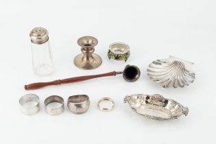 A collection of silver, comprising a butter shell by Frederick Augustus Burridge, London 1906, an