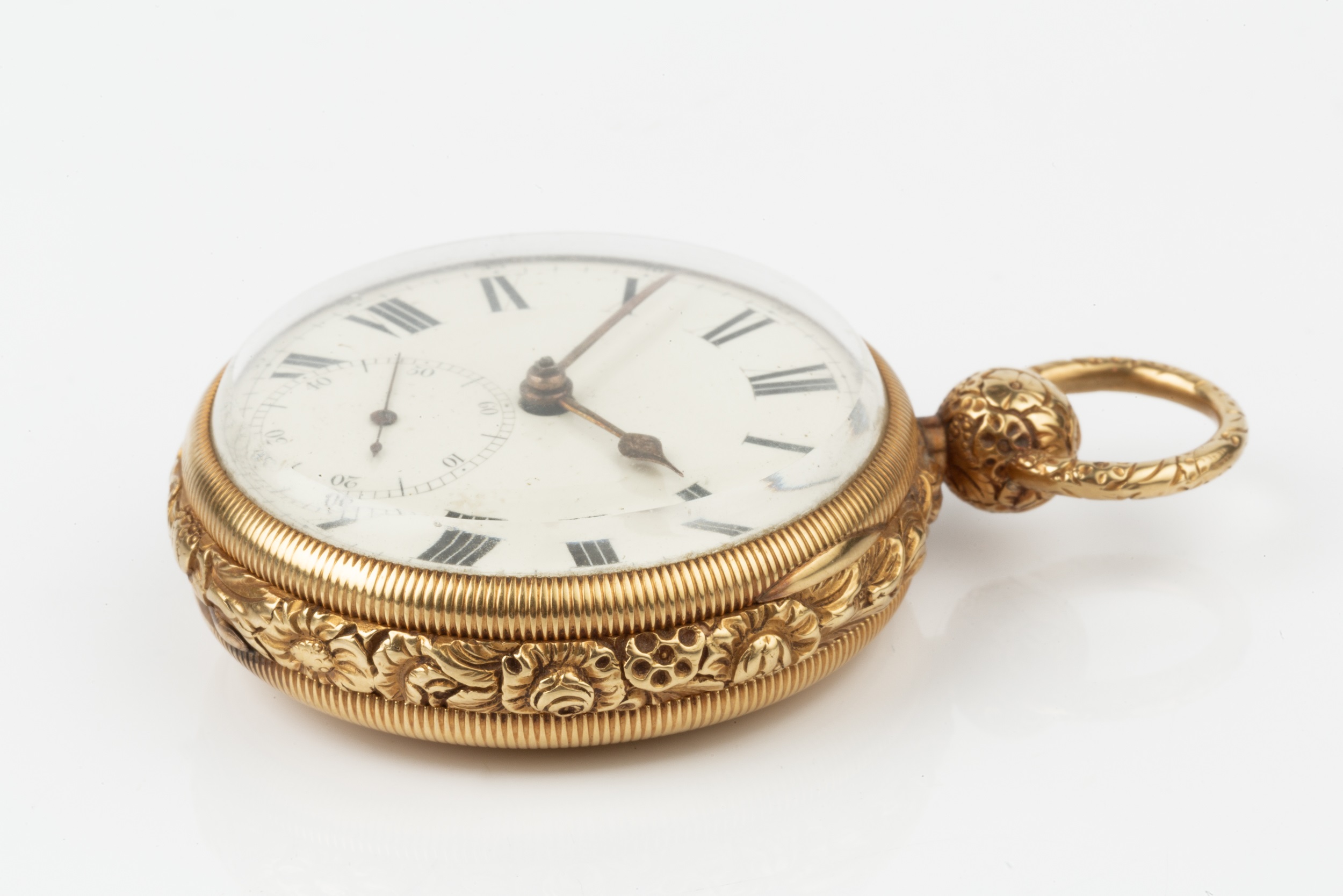 A Victorian 18ct gold open face pocket watch, the white enamel dial with Roman numerals and having - Image 2 of 5