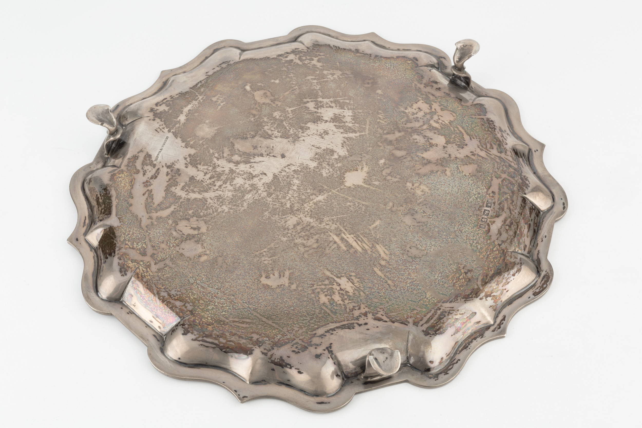 A George V silver salver, with shaped border, engraved with flowers and stylised scrolling - Image 2 of 2