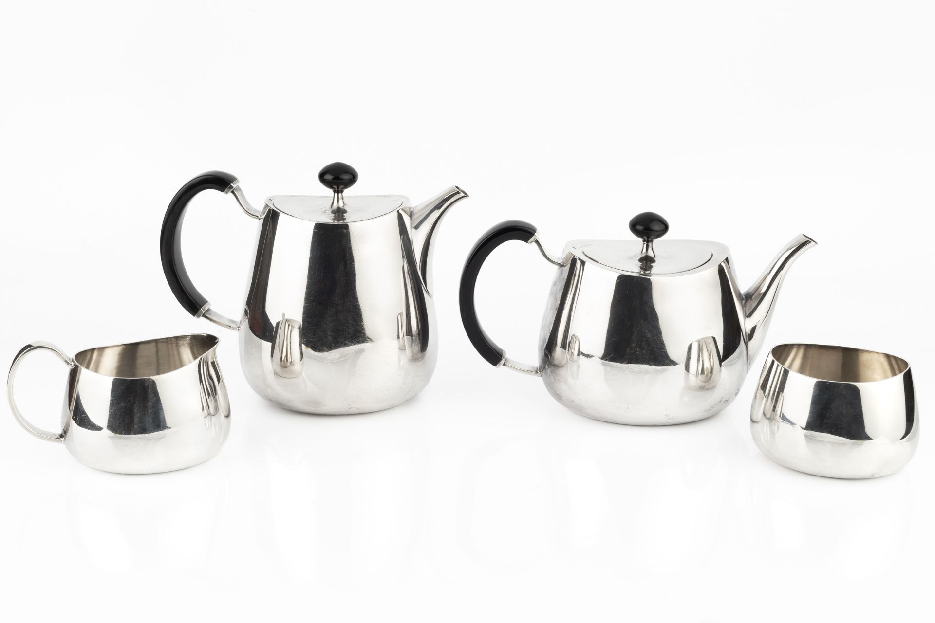 David Mellor (British, b.1930) for Walker and Hall, an electroplated Modernist 'Pride' tea