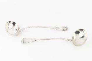 A George IV silver King's pattern soup ladle, by Charles Eley, London 1824, 34cm long, and a