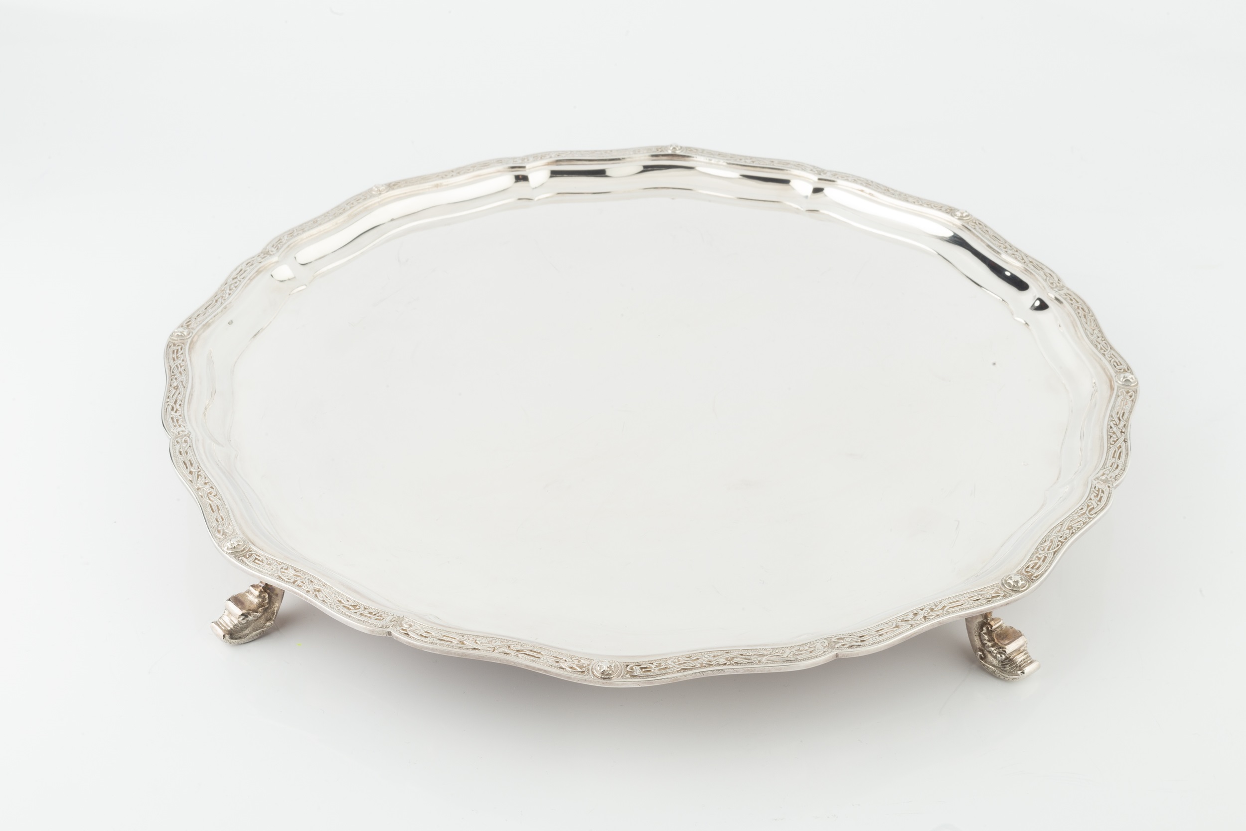 A silver four piece tea and coffee service, with tray, after a design by Hester Bateman, - Image 2 of 3