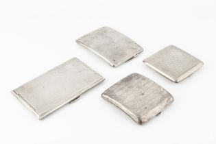A George V silver rectangular cigarette case, with engine turned decoration by Smith & Bartlam,