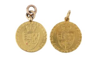 Two George III spade guineas, 1788 and 1793, both with suspension loops. (2) overall gross weight