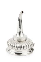 A George III silver wine funnel, with reeded borders and lobed decoration by William Bateman I,