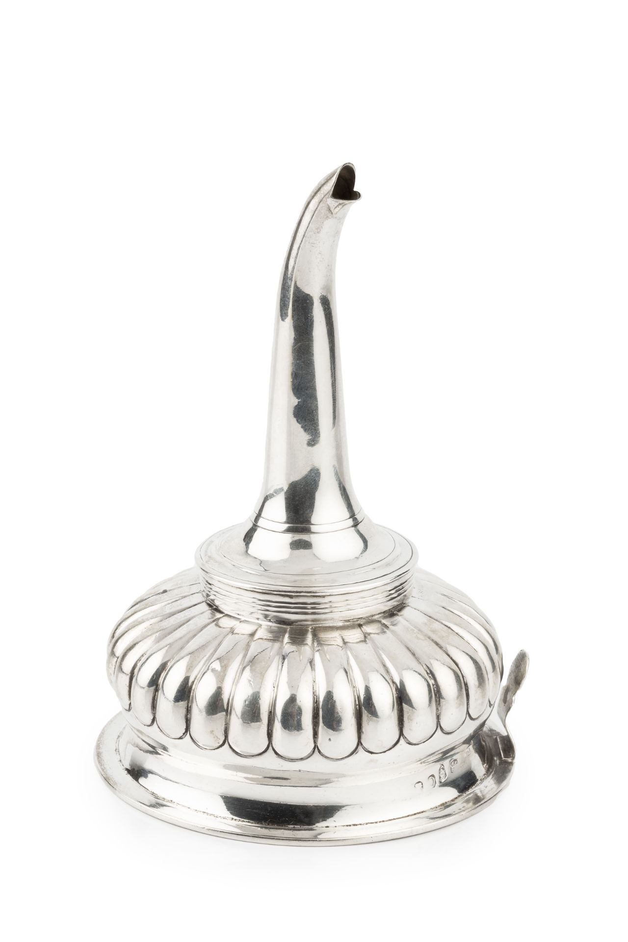 A George III silver wine funnel, with reeded borders and lobed decoration by William Bateman I,