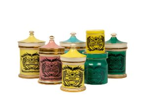 A collection of various Portmeirion jars and covers