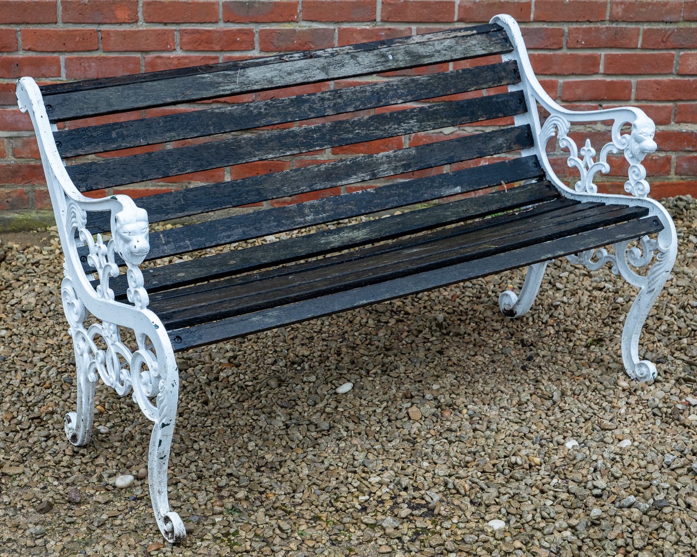 A white-painted bench