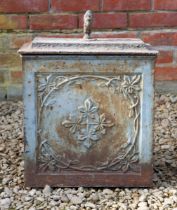 A 19th century painted cast iron small cistern and cover