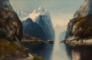 Edward August Wenzel (German 1895-1971), 'Fjærland Fjorden'