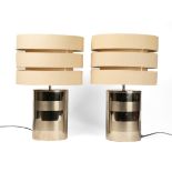 A pair of chrome cylinder table lamps after Goffredo Reggiani