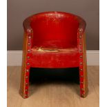An Art Deco red leather upholstered child's tub chair