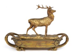 A 19th century gilt metal inkstand