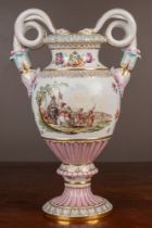 A Meissen snake-handled vase