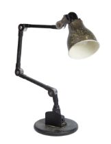 A mid-20th century articulated industrial table lamp