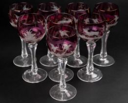 A set of eight Bohemian hock glasses