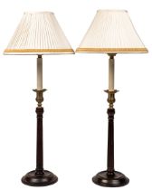 A pair of George III style Corinthian column table lamps