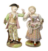 A pair of large Meissen porcelain children