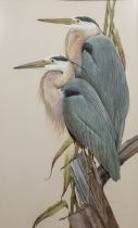 Art LaMay, 20th century American School, a pair of herons perched on a branch